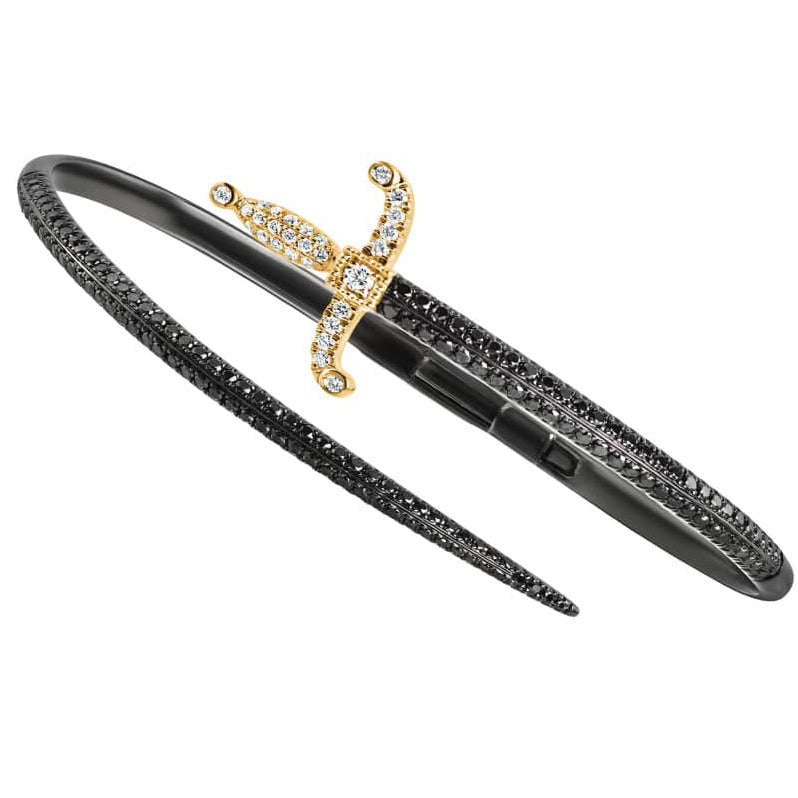 Swords Of Love-Cuff Bracelet - Pave - Yellow/Black - Charmaleena Jewellery