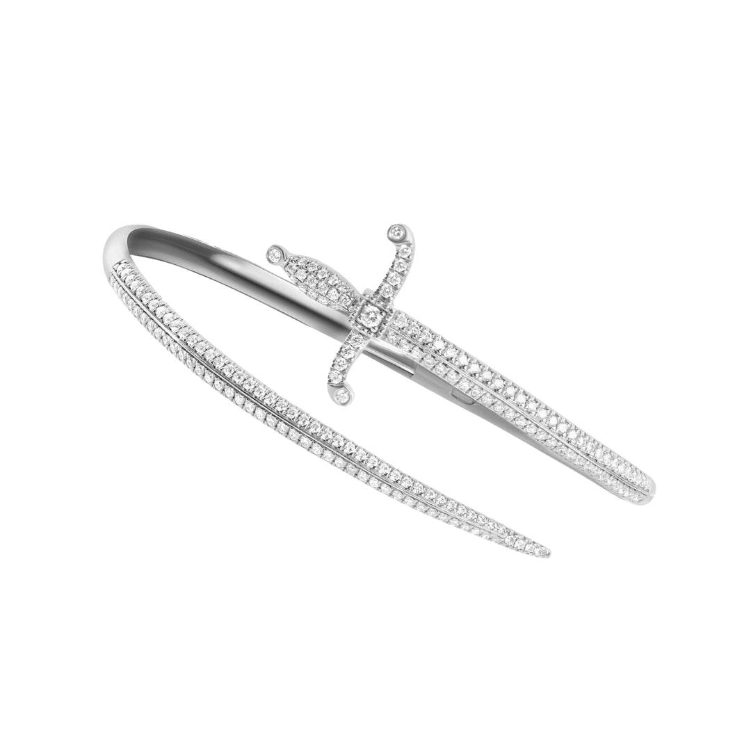 Swords Of Love Cuff Bracelet - Pave - White - Charmaleena Jewellery
