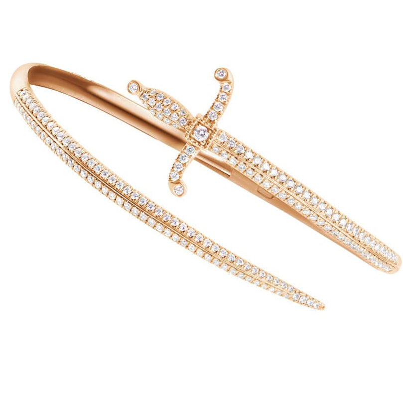 Swords Of Love Cuff Bracelet - Pave - Yellow - Charmaleena Jewellery