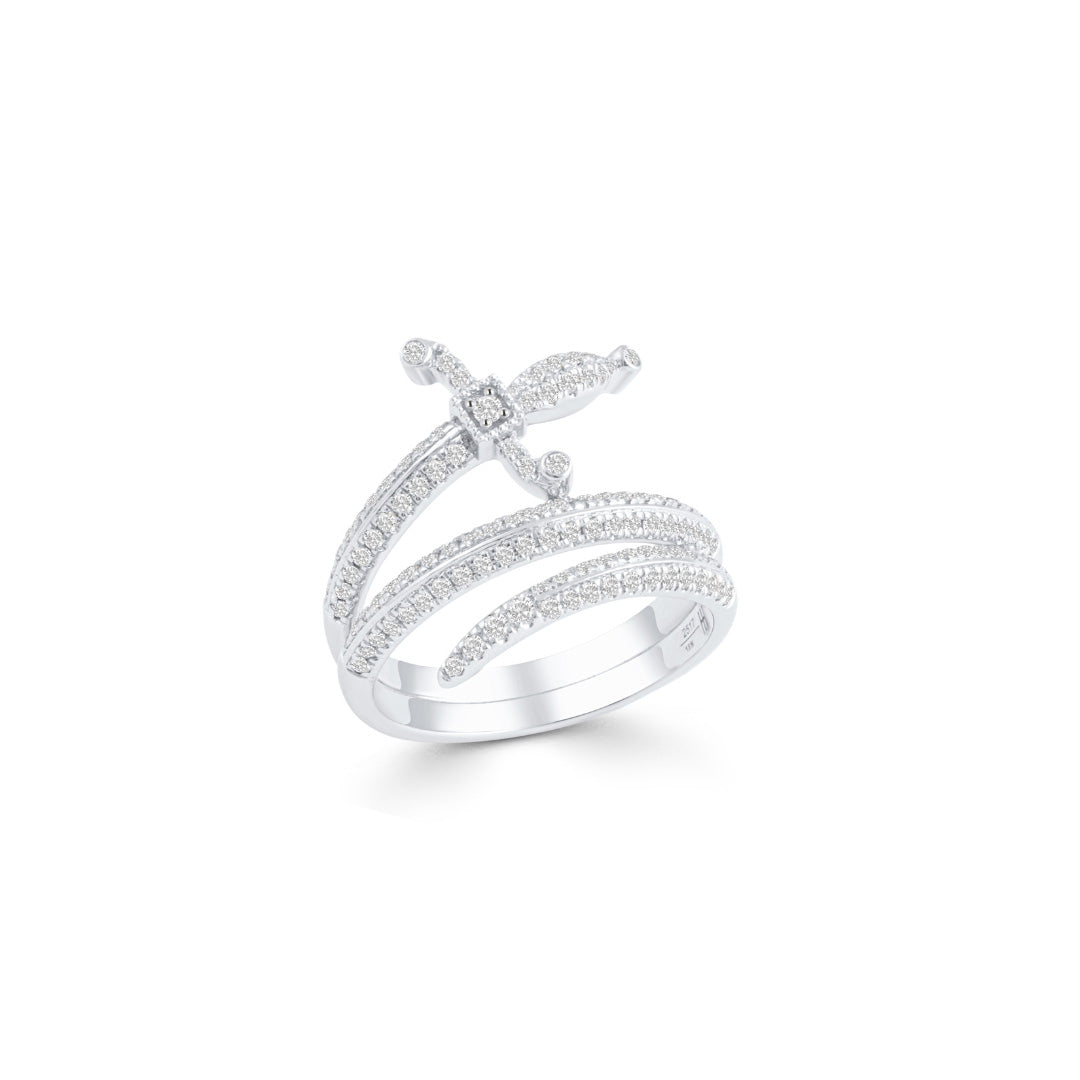 Swords of Love-Double Ring - White - Charmaleena Jewellery
