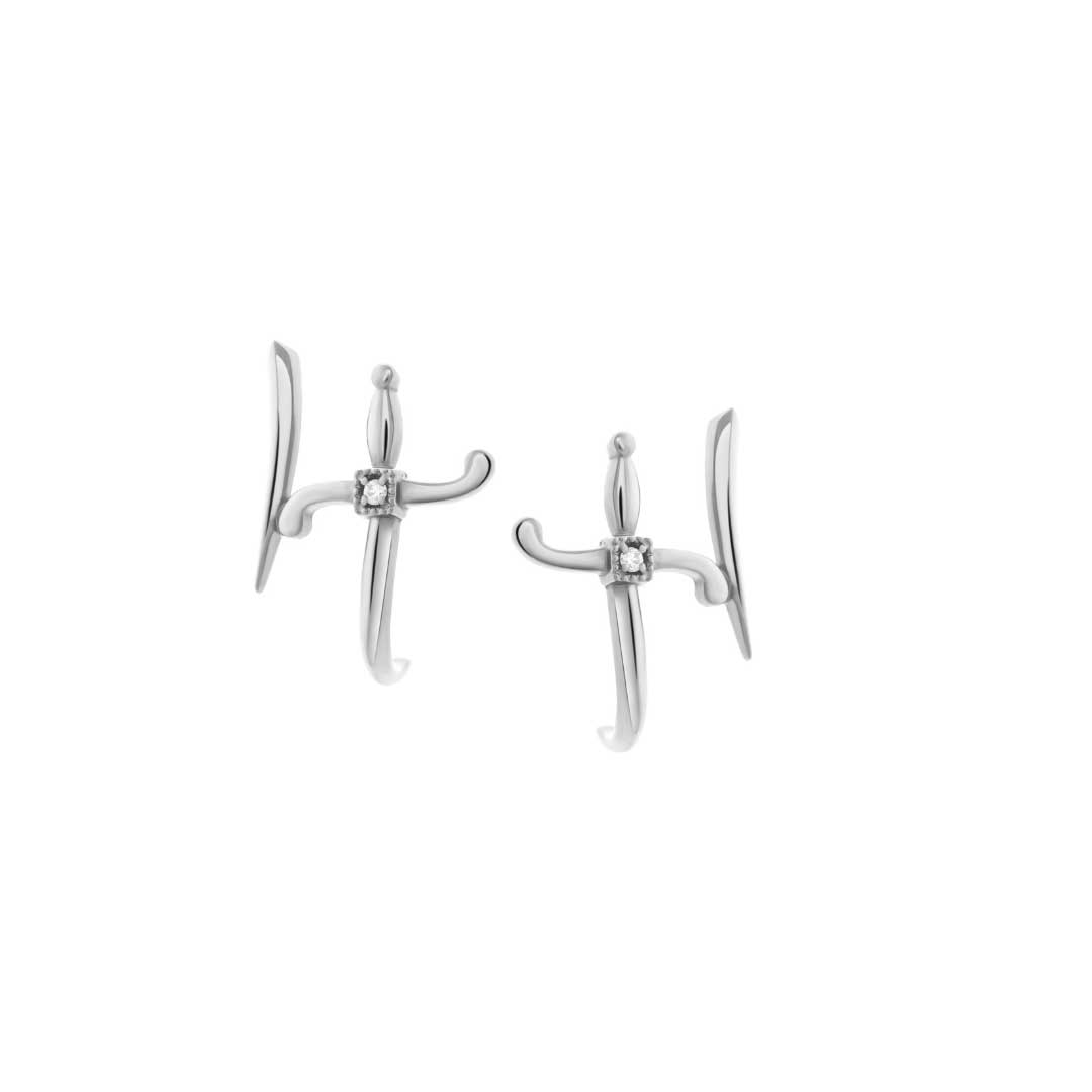 Swords of Love Earring - White - Charmaleena Jewellery