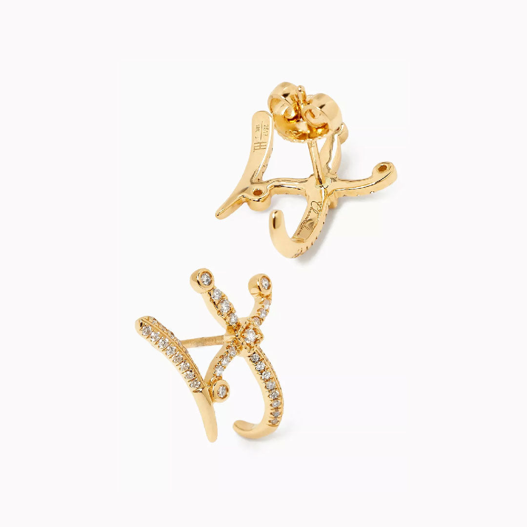 Swords of Love Earring - Paved - Yellow - Charmaleena Jewellery