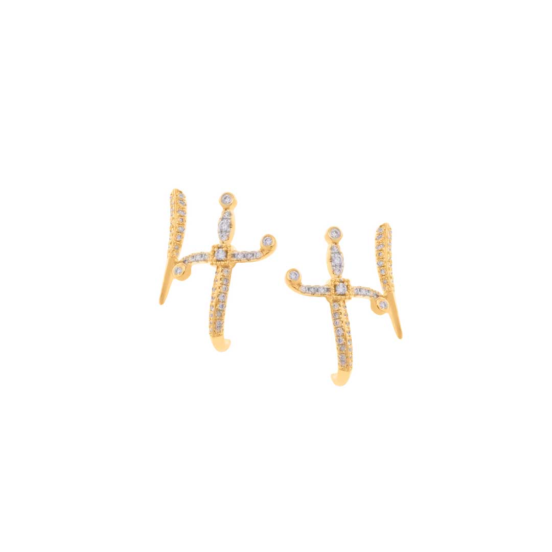 Swords of Love Earring - Pave - Yellow - Charmaleena Jewellery