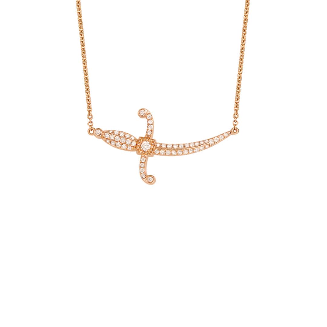 Swords Of Love Necklace - Pave - Rose - Charmaleena Jewellery
