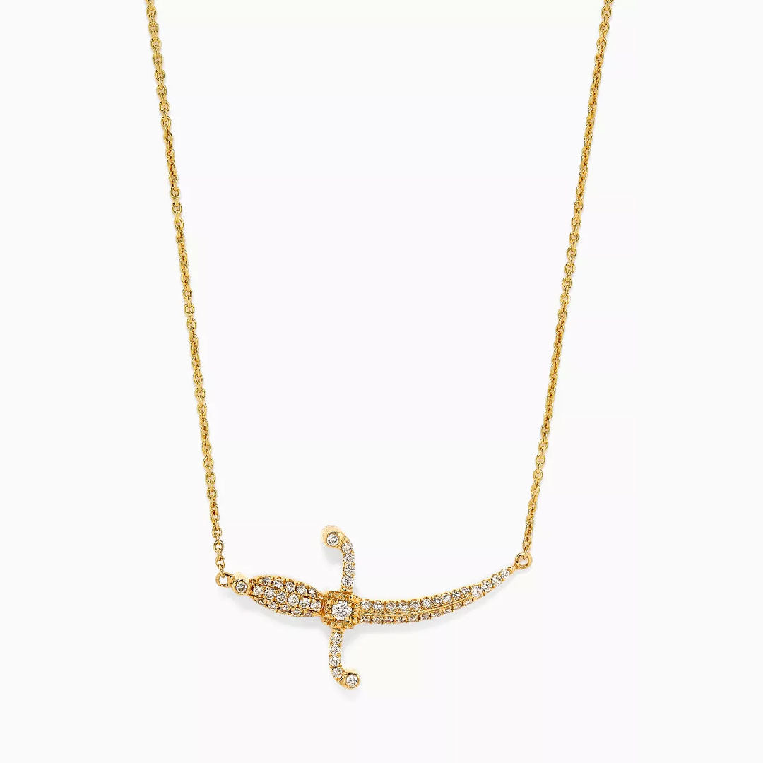Swords Of Love Necklace - Paved - Yellow - Charmaleena Jewellery