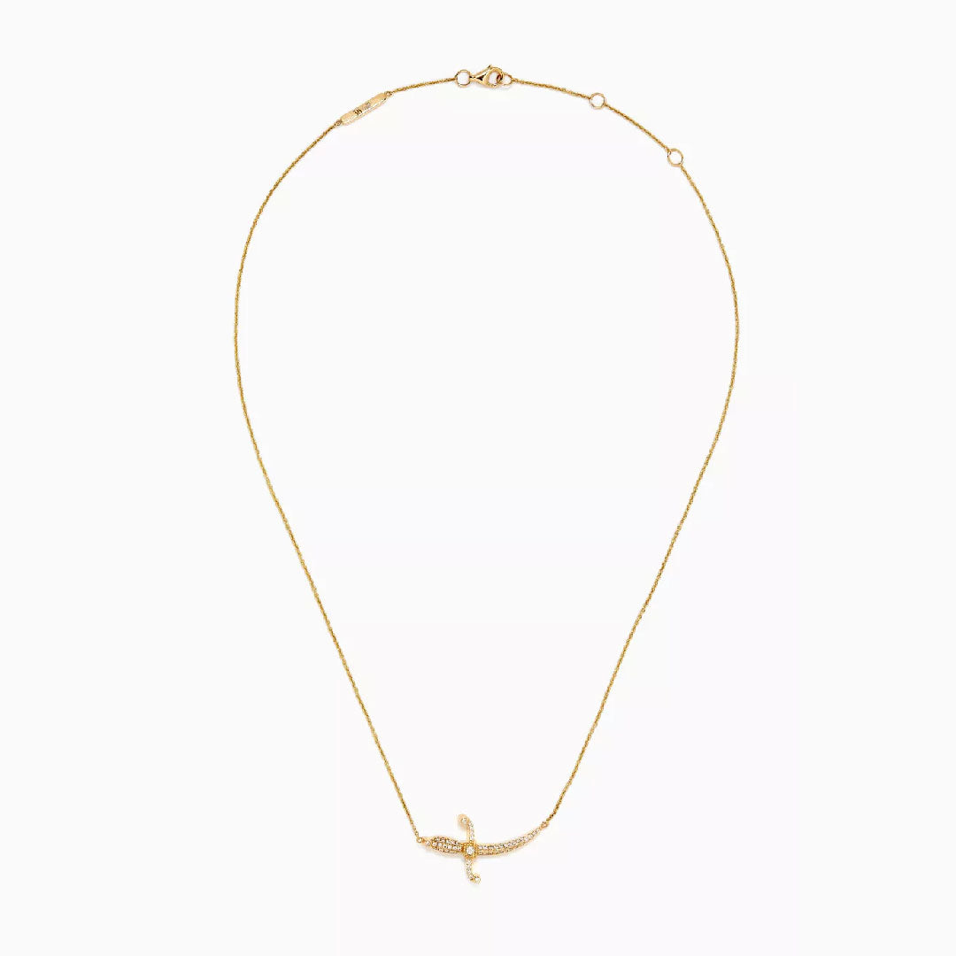 Swords Of Love Necklace - Paved - Yellow - Charmaleena Jewellery