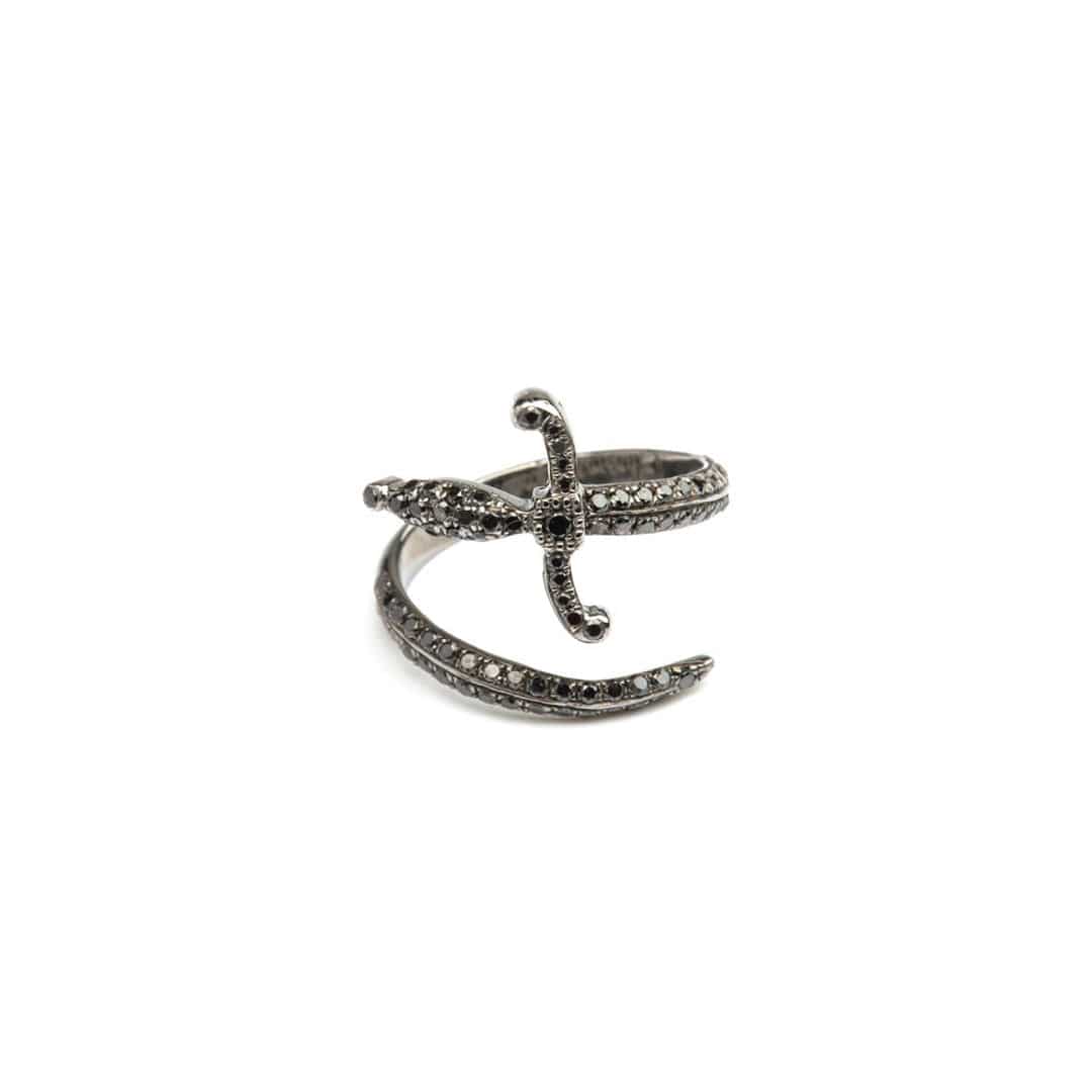 Swords of Love Ring - Pave - Black - Charmaleena Jewellery