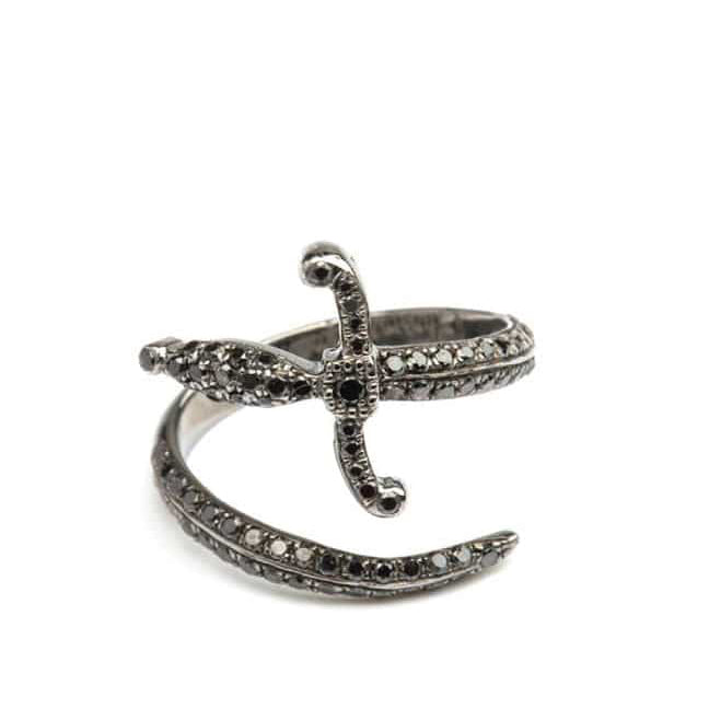 Swords of Love Ring - Pave - Black - Charmaleena Jewellery