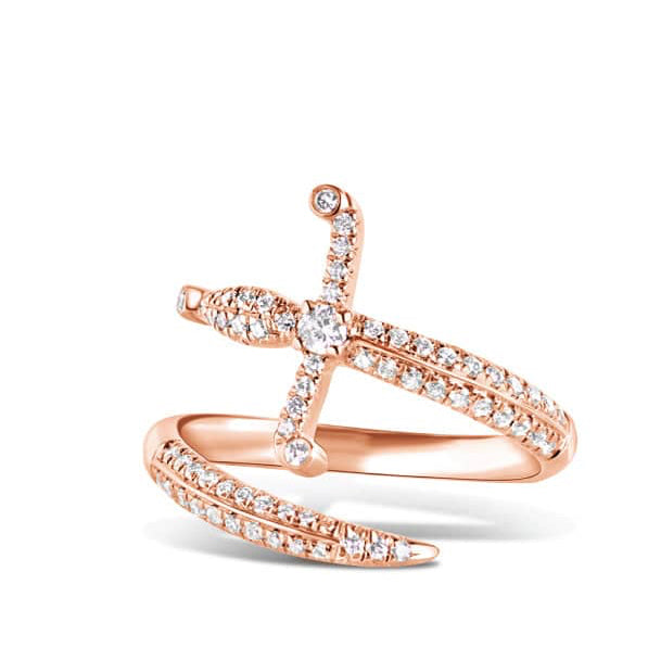 Swords of Love Ring - Pave - Rose - Charmaleena Jewellery