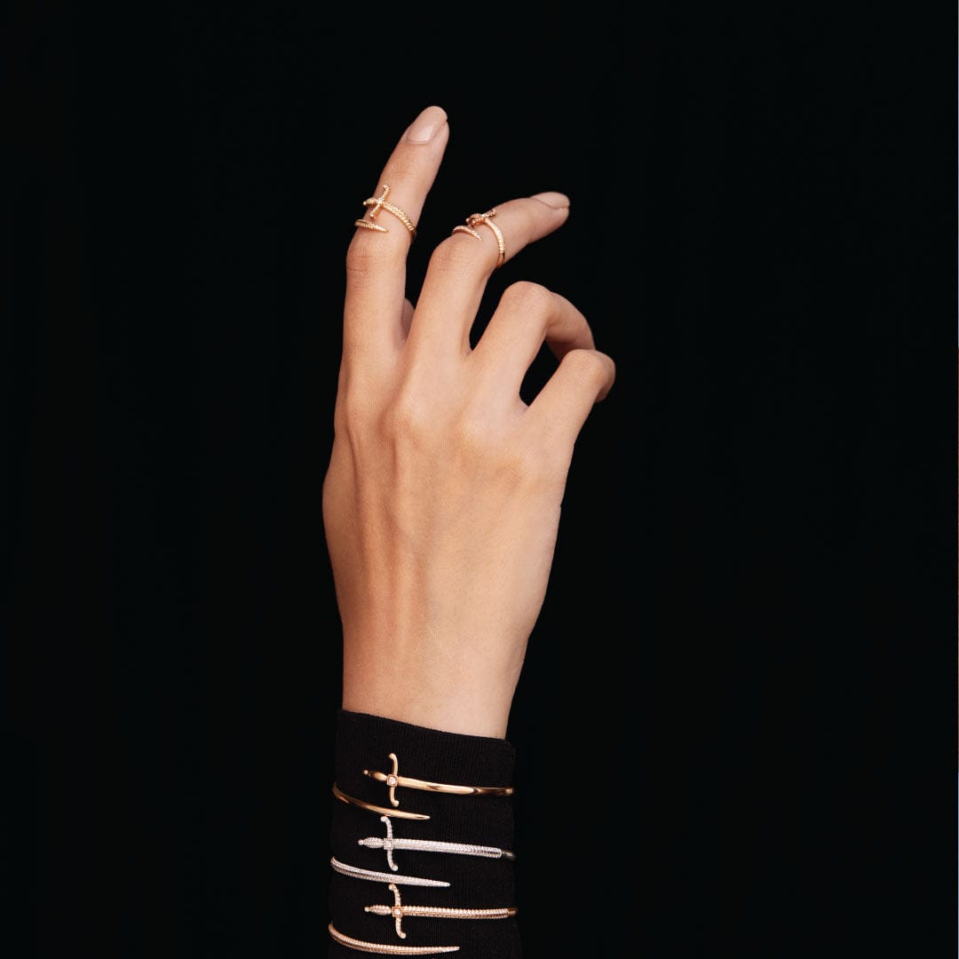 Swords of Love Ring - Pave - Yellow - Charmaleena Jewellery