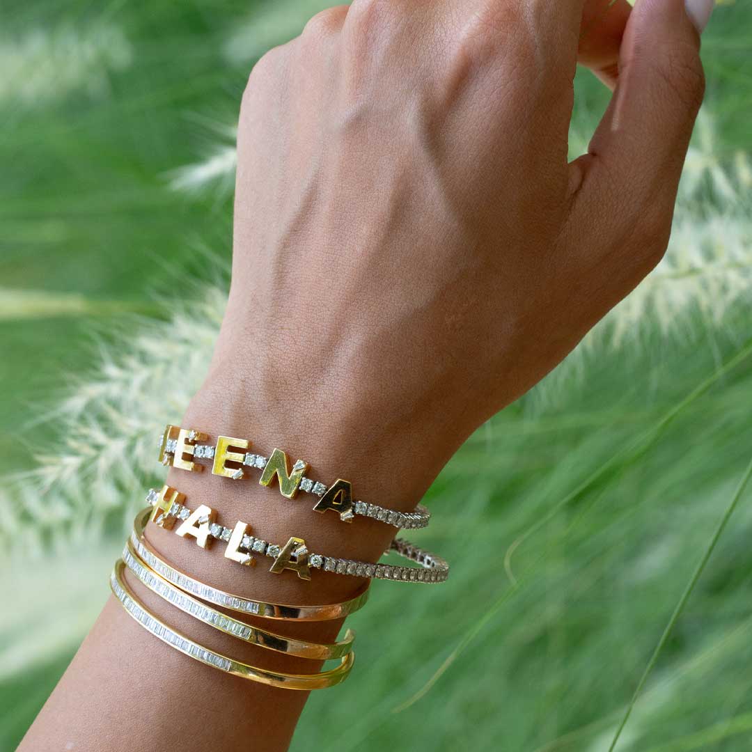 Golden - Tennis Name Bracelet