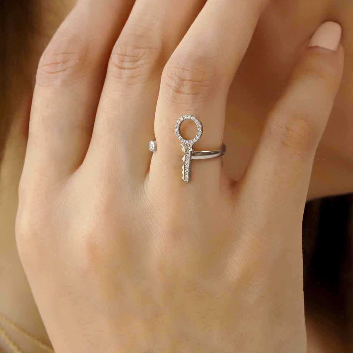 Key To My Heart Ring White Gold