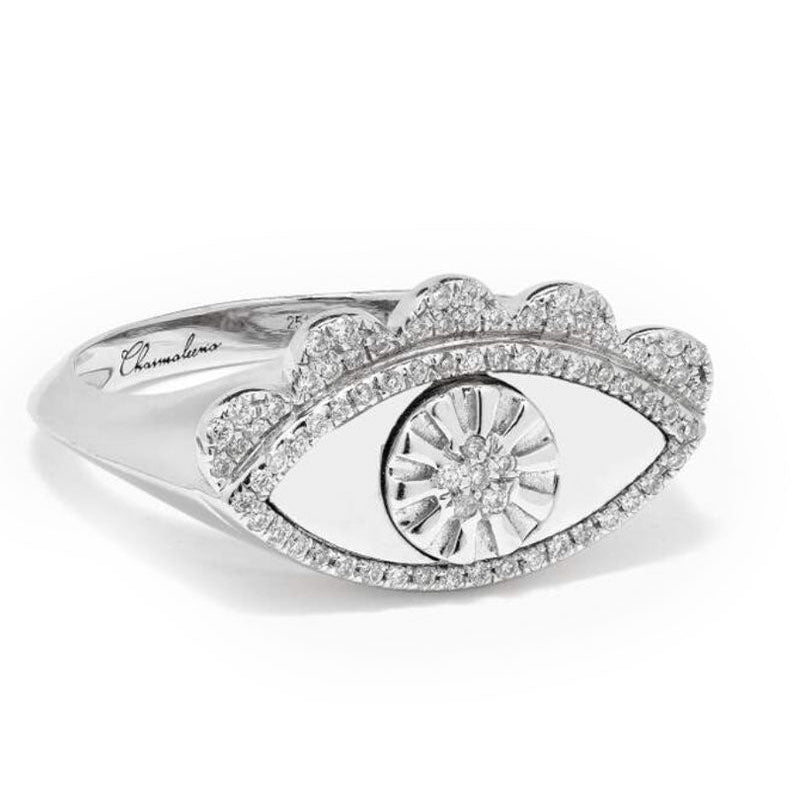 My Eyes Ring - Paved- White - Charmaleena Jewellery