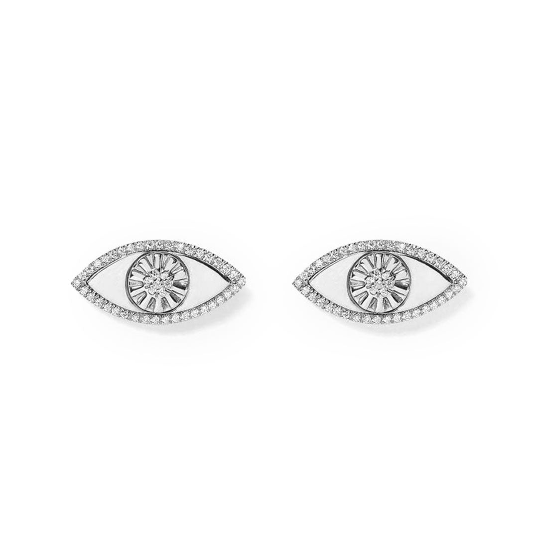 My Eyes -Double Earrings- Paved - White - Charmaleena Jewellery