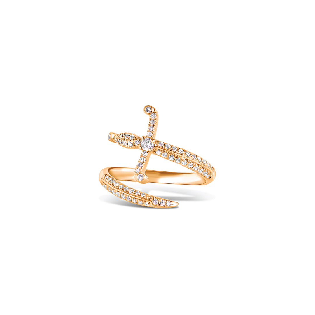 Swords of Love-Ring-Pave Diamonds - Yellow Gold