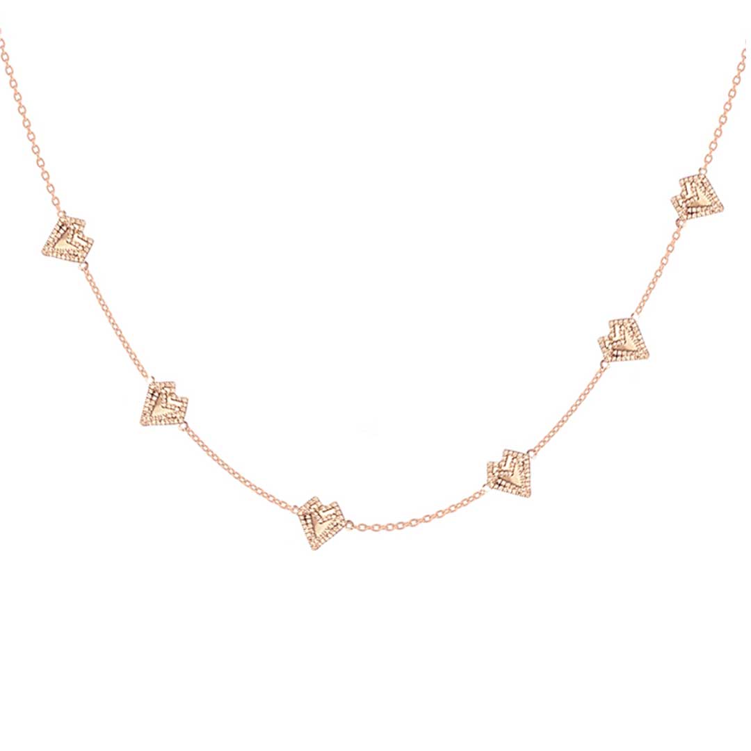 My Heart-6 Hearts-Necklace-Pave Diamonds- Yellow Gold
