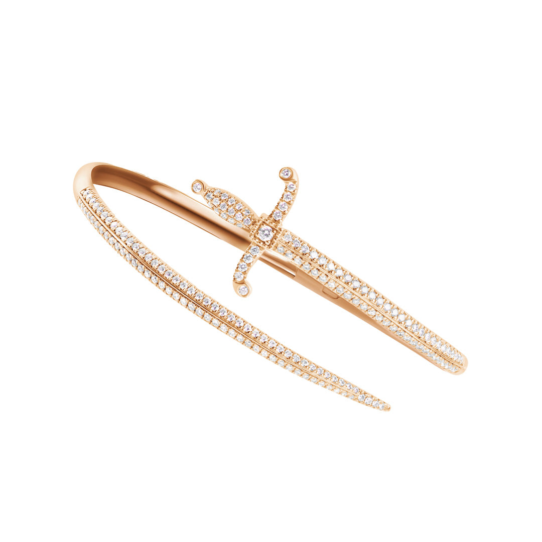 Special edition-Swords Of Love Cuff Bracelet-Pave Diamonds - Yellow Gold