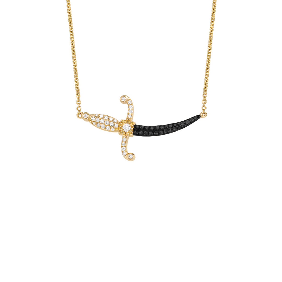 Special Edition-Swords Of Love-Necklace-Pave Mix Diamonds - Black Rhodium&Yellow Gold