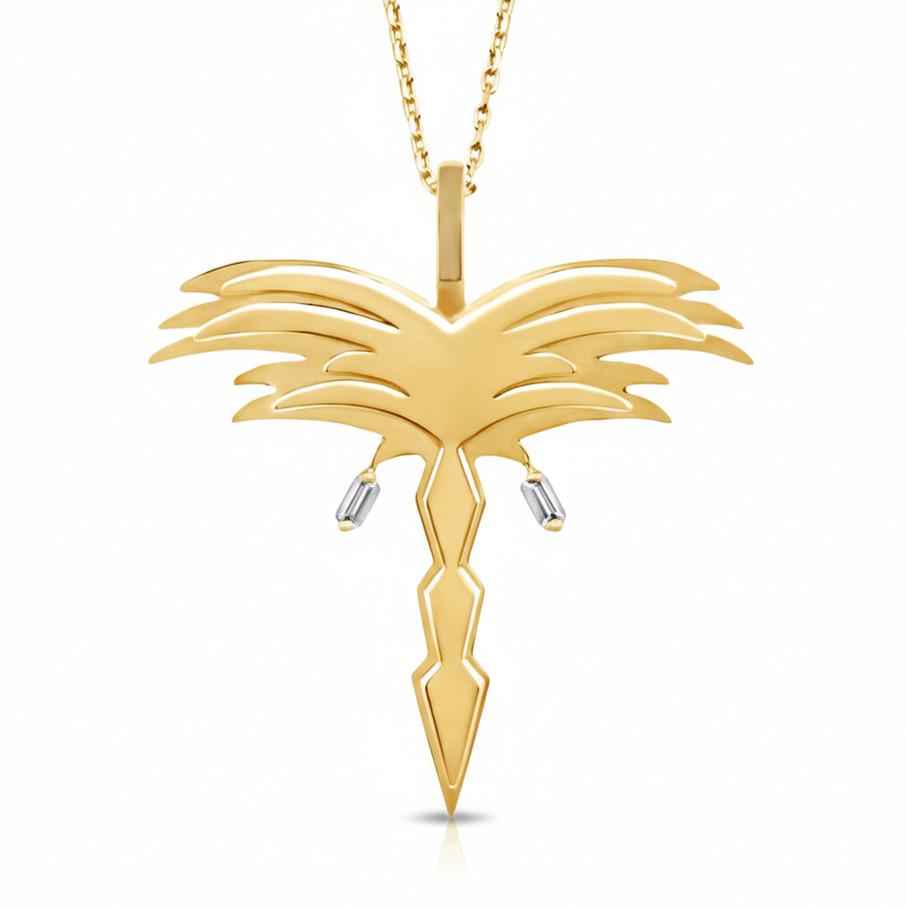 Golden- Palm Pendant - Yellow - Charmaleena Jewellery - Diamond Jewellery - Golden