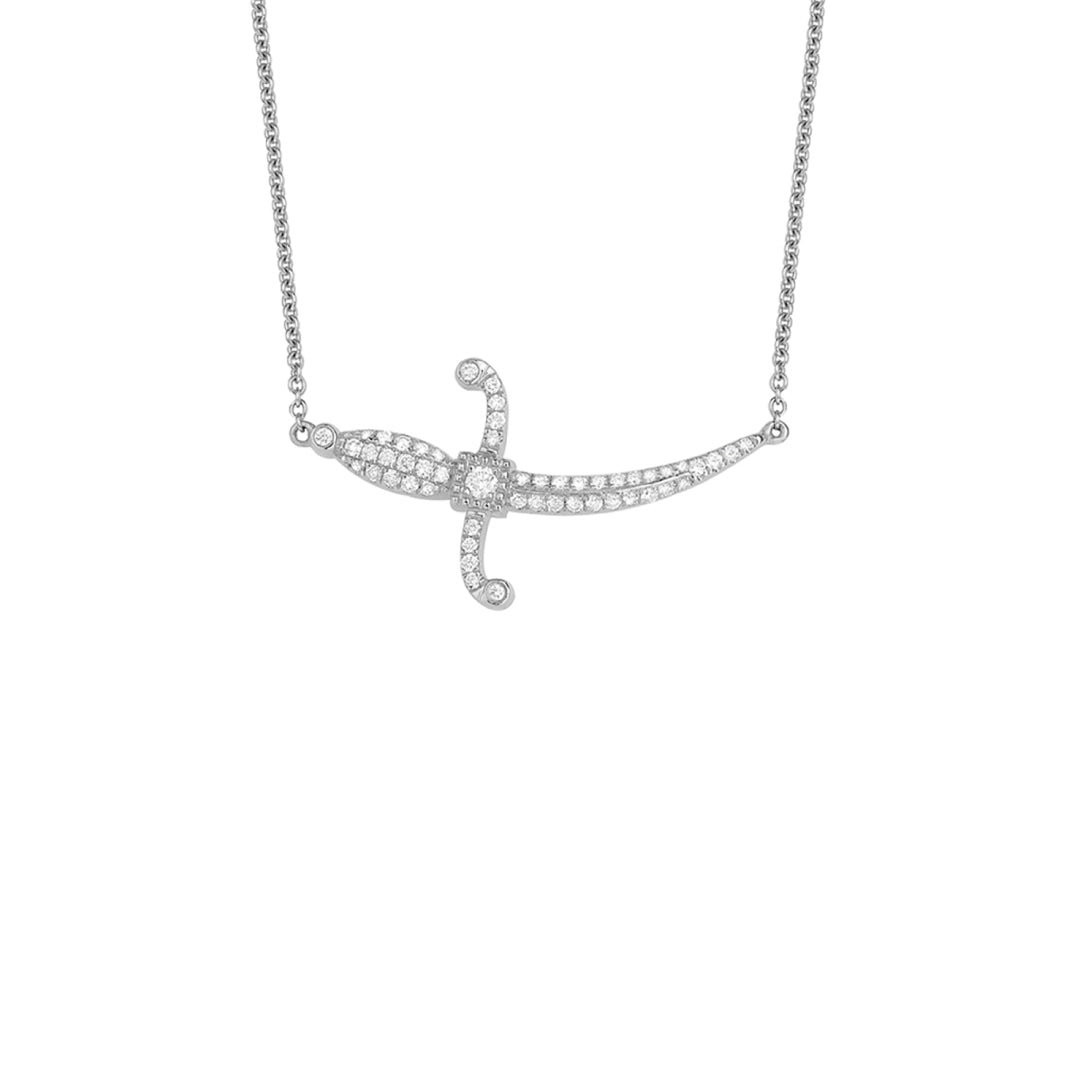 Swords Of Love-Necklace-Pave Diamonds - White Gold