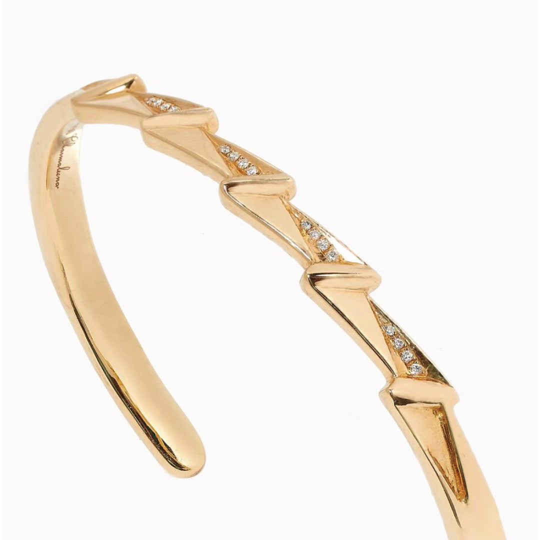 Energy Cuff Bracelet Framed In Diamonds Yellow Gold