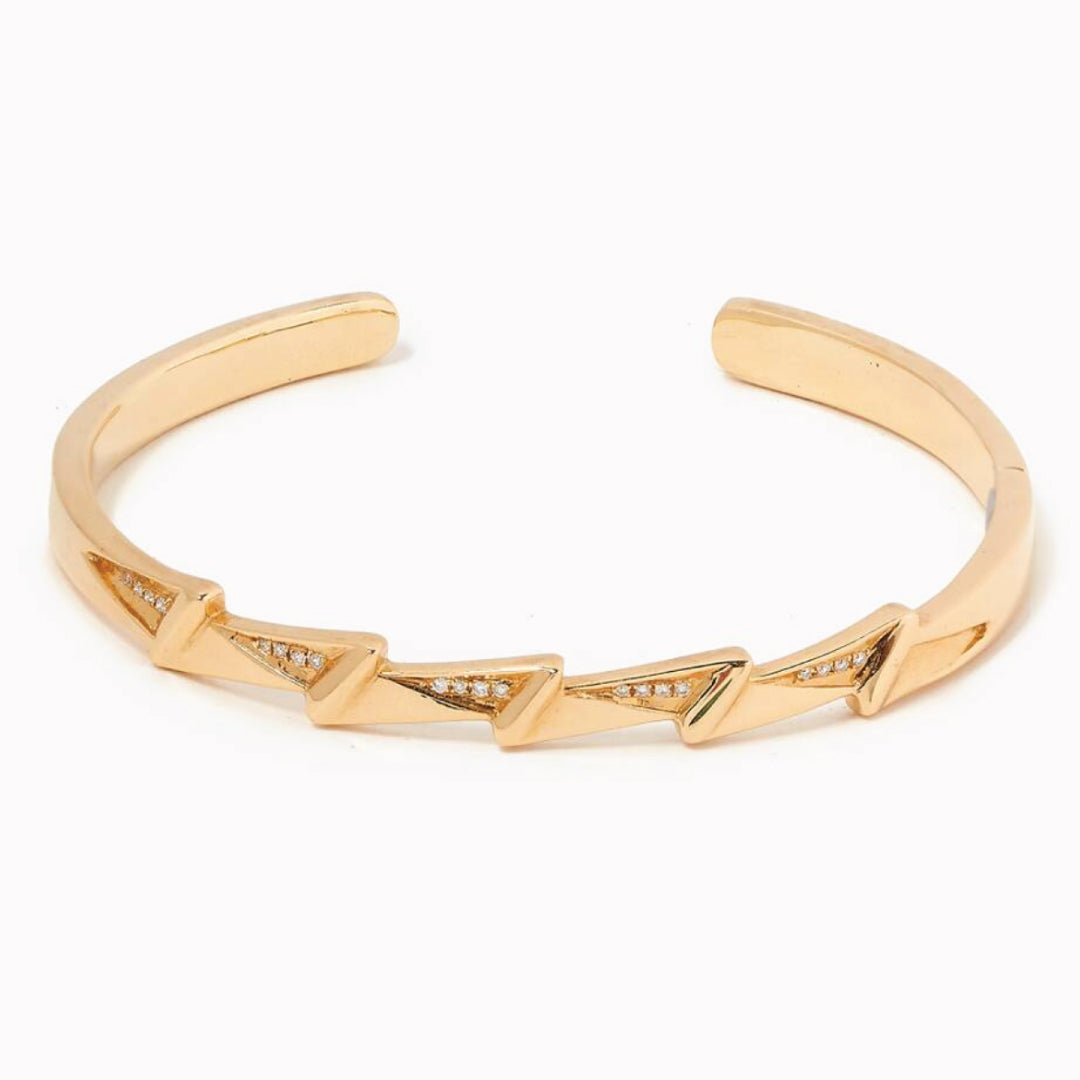 Energy Cuff Bracelet Framed In Diamonds Yellow Gold