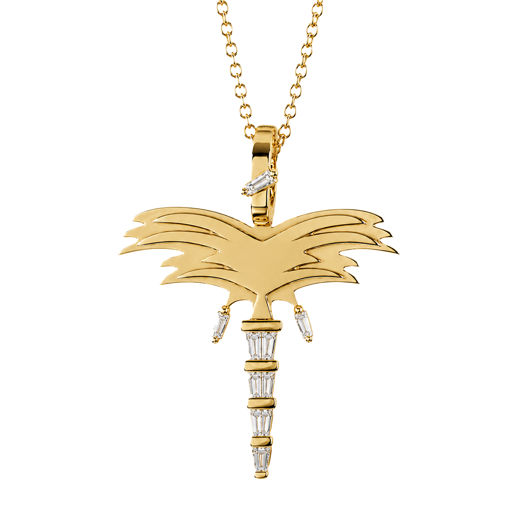 Golden- Palm Necklace - Diamonds - Yellow