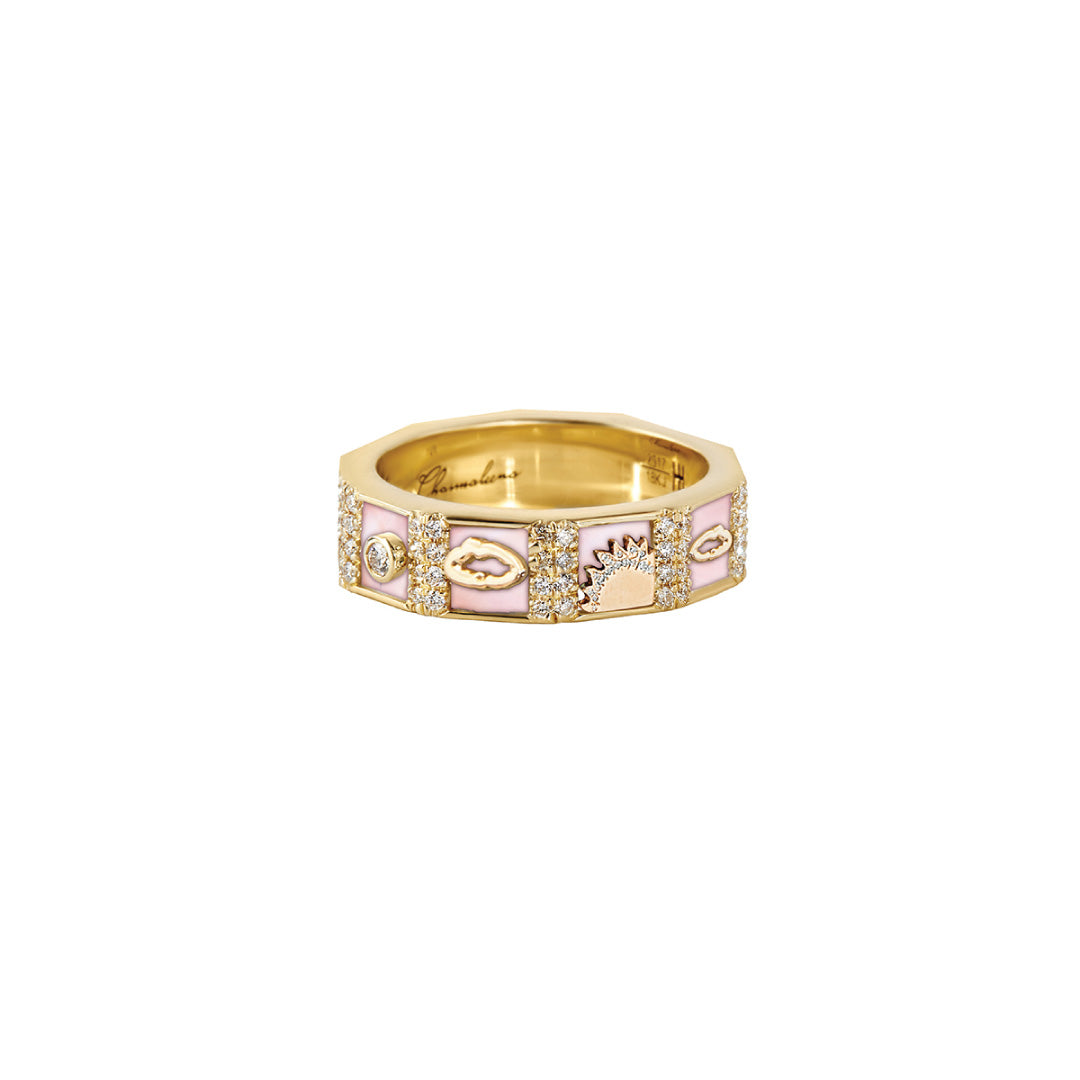 My Sky Day Band Pink Mother Of Pearl Yellow Gold