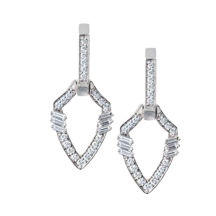 Golden - Shield Earrings -Pave in Diamonds -White Gold - Charmaleena Jewellery - Diamond Jewellery - Golden