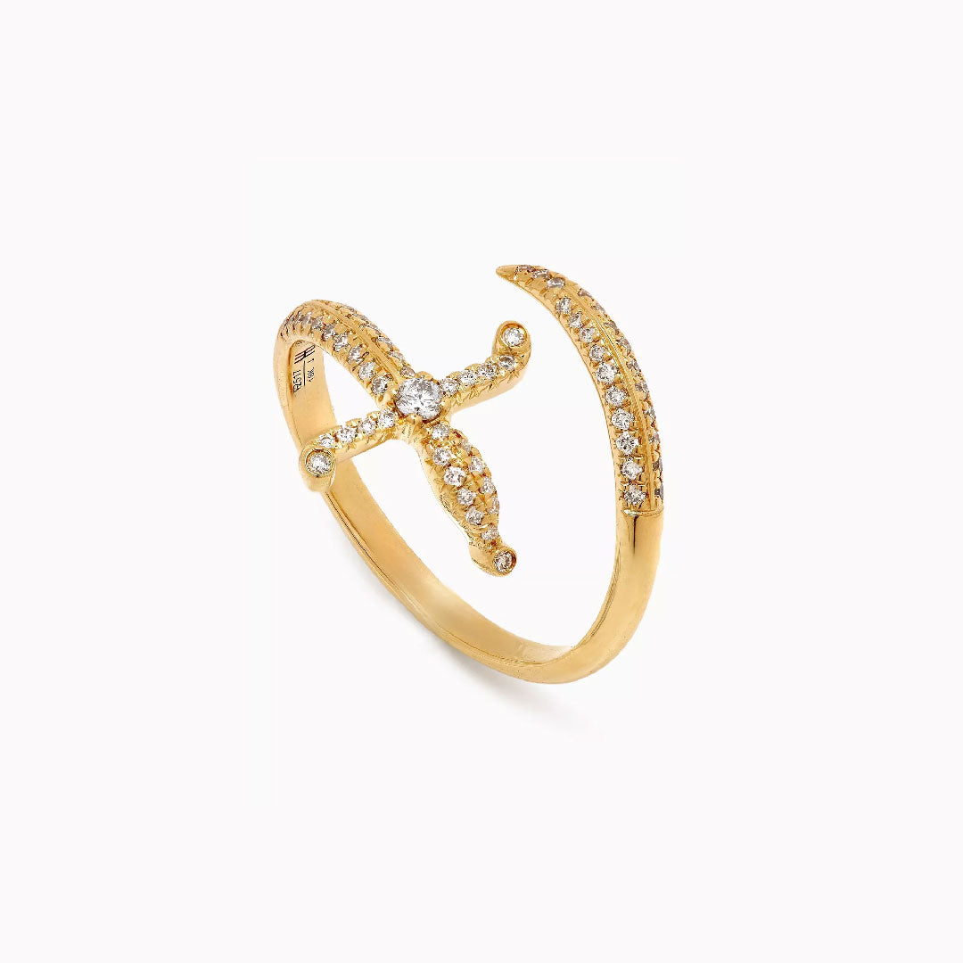 Swords of Love Ring - Paved - Yellow - Charmaleena Jewellery