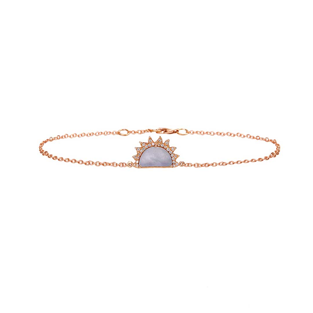 My Sky Sun Bracelet, outlined In Diamonds White Mother Of Pearl Rose Gold