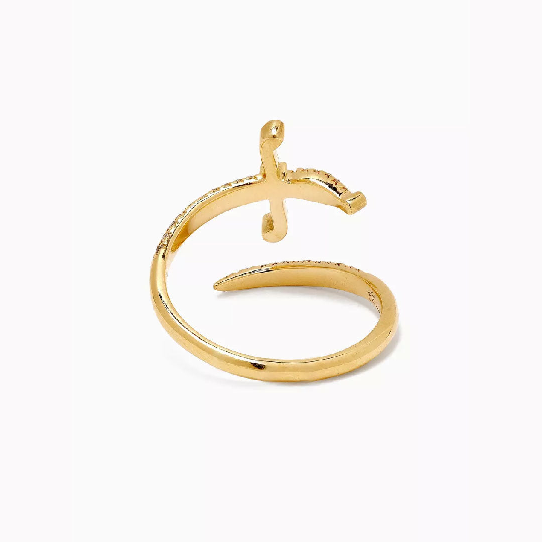 Swords of Love Ring - Paved - Yellow - Charmaleena Jewellery