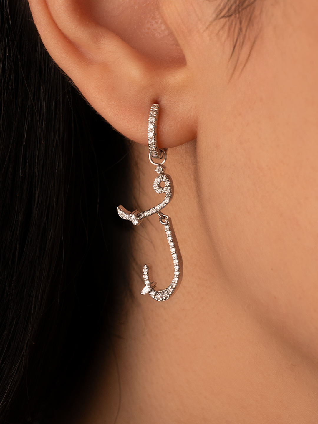 CA–LOVE–GRAPHY EARRINGS- TWO LETTER - PAVED - ف ل - Charmaleena Jewellery - Diamond Jewellery - Calovegraphy