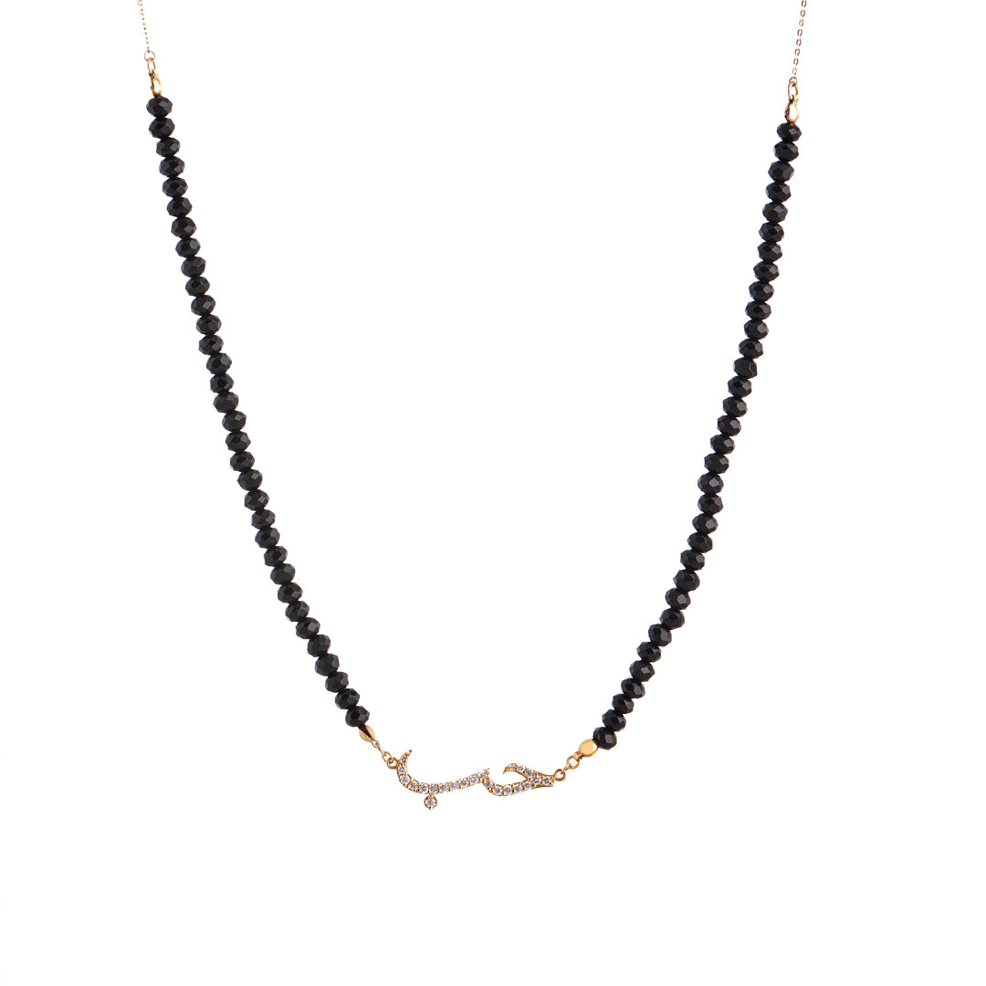 Ca-­Love-­Graphy Love Necklace With Black onyx Bead Pave Diamonds