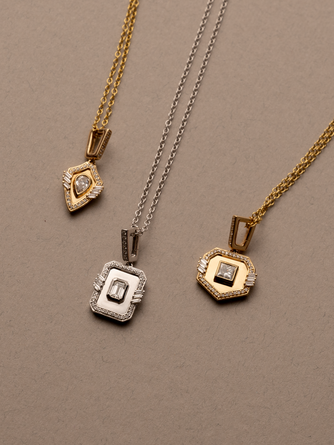 Golden -Shield Necklace -Pave in Diamonds -Yellow Gold - Charmaleena Jewellery - Diamond Jewellery - Golden