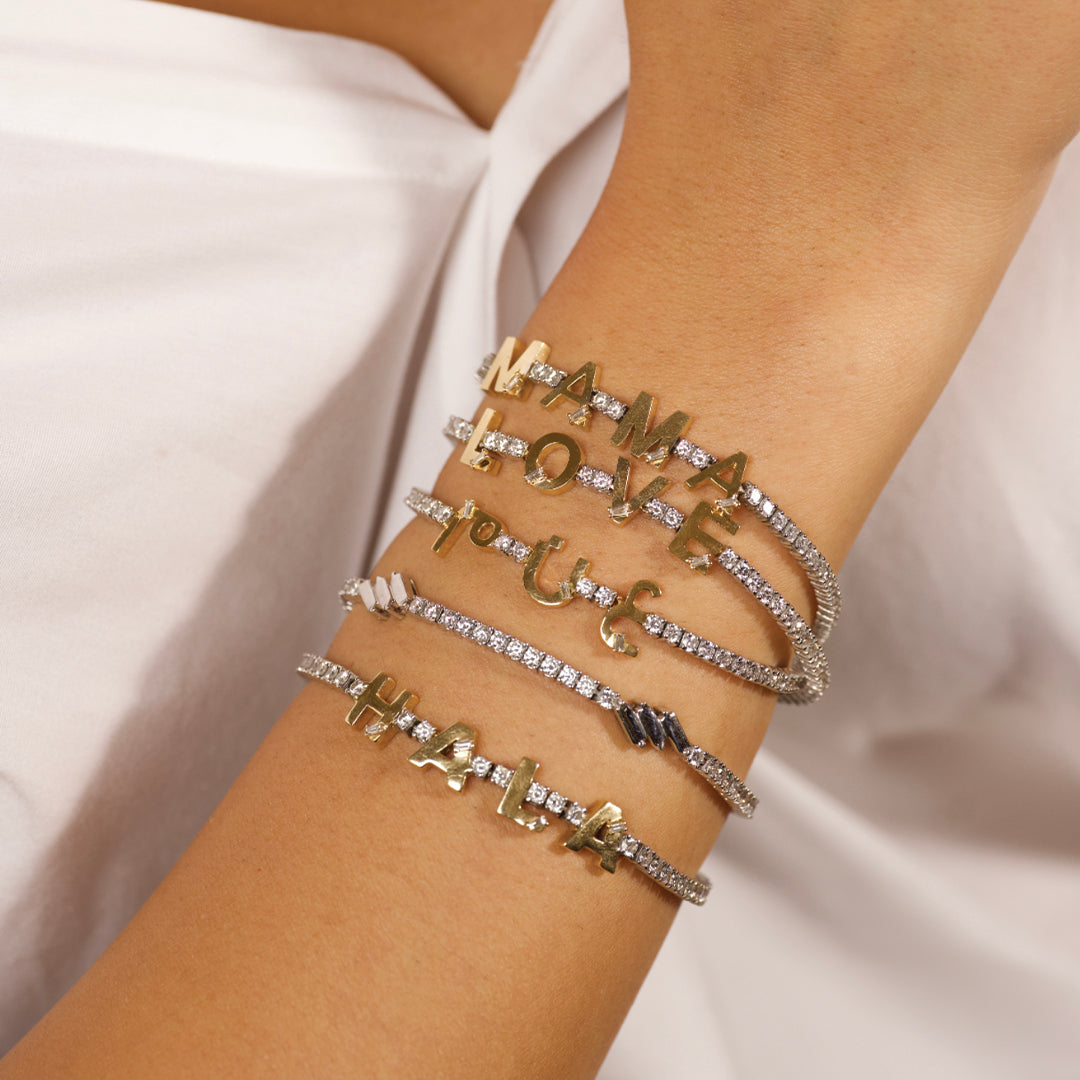 Golden - Tennis Name Bracelet