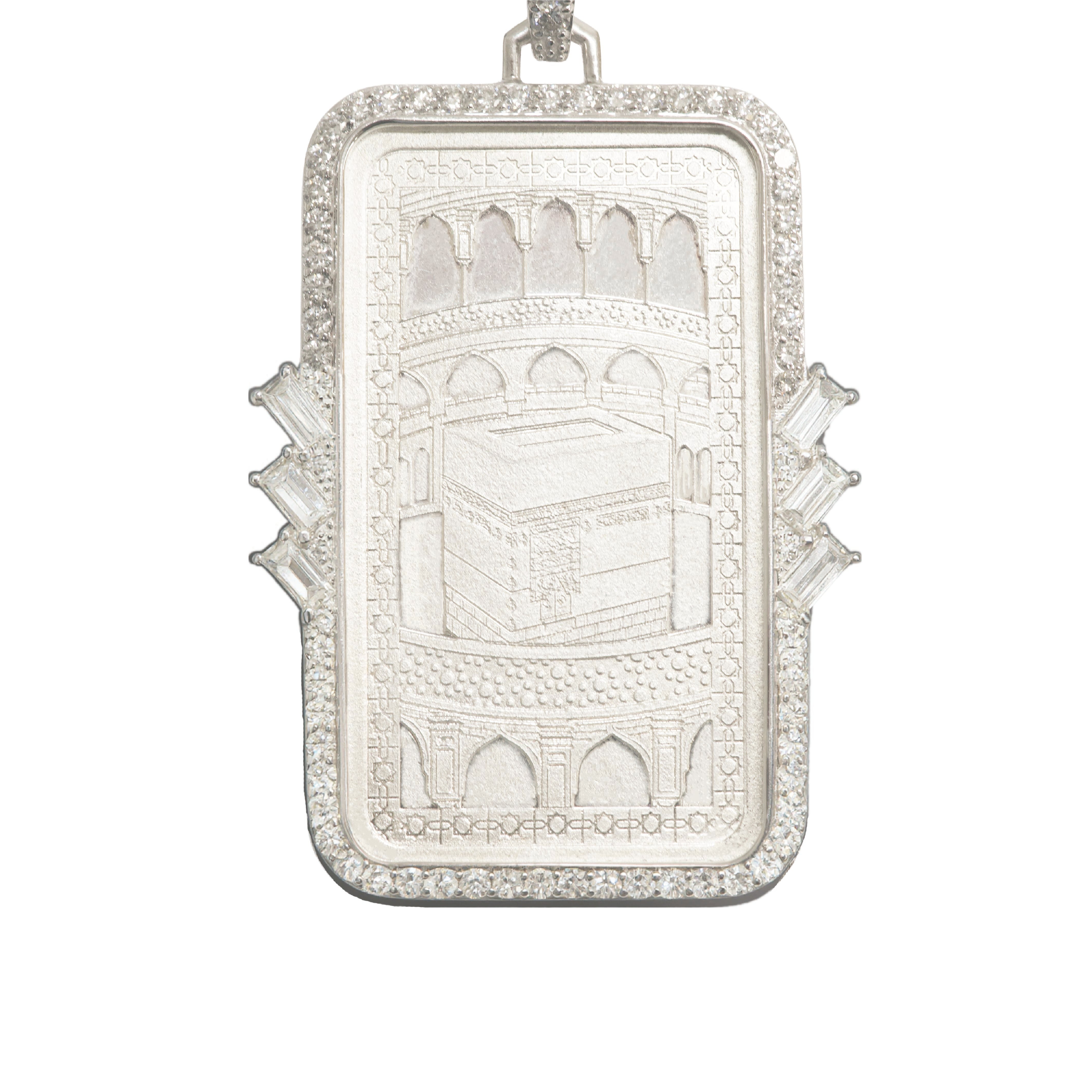 Tales & Treasures- 18K - Kaaba Silver Bar Pendant - 6 Baguettes