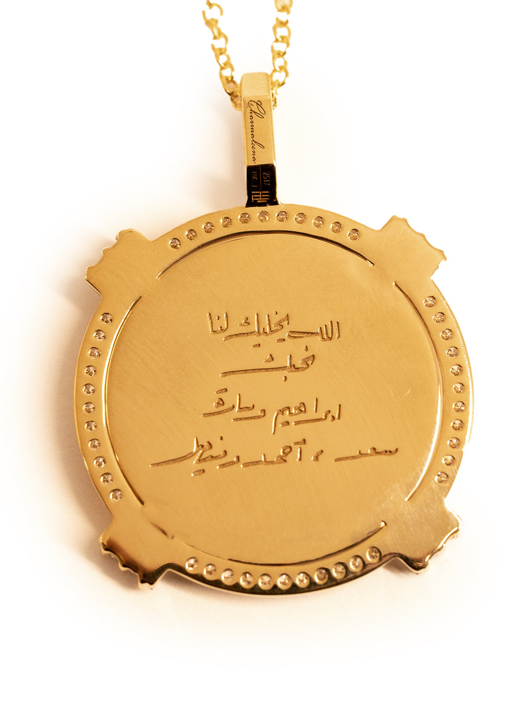 Golden - Round Pendant - Custom - Paved - Yellow - Charmaleena Jewellery - Diamond Jewellery - Golden