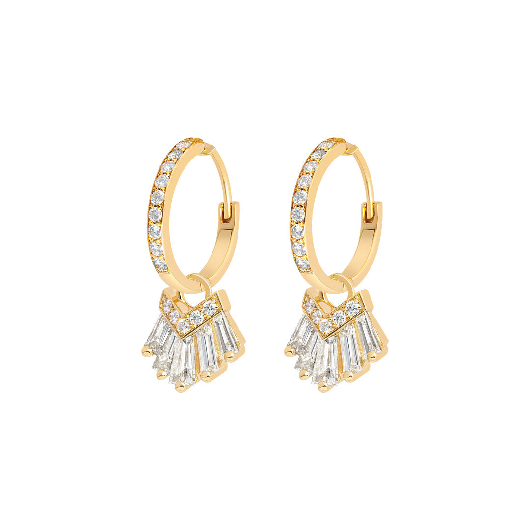 Elements Ear Huggie Earrings Pave In Diamonds Yellow gold