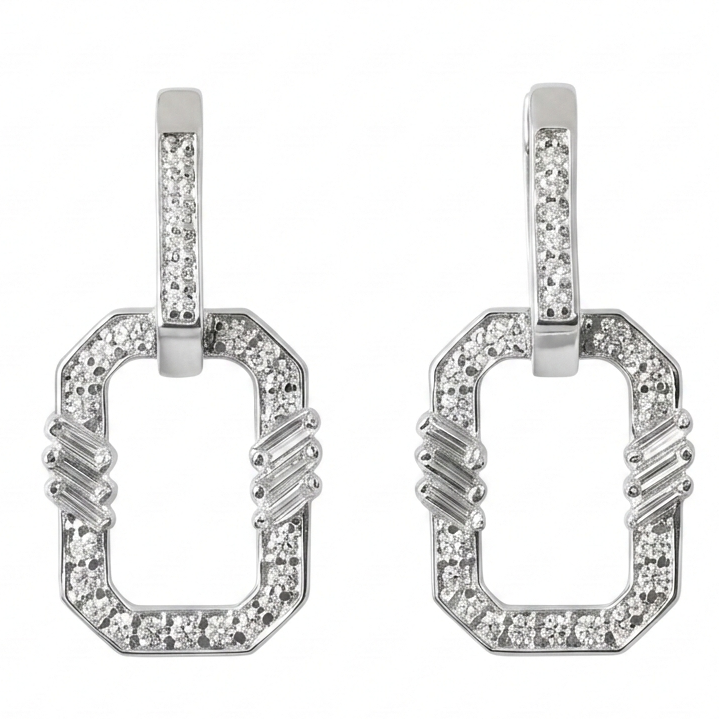 Golden - Frame Earrings -Pave in Diamonds - White Gold - Charmaleena Jewellery - Diamond Jewellery - Golden