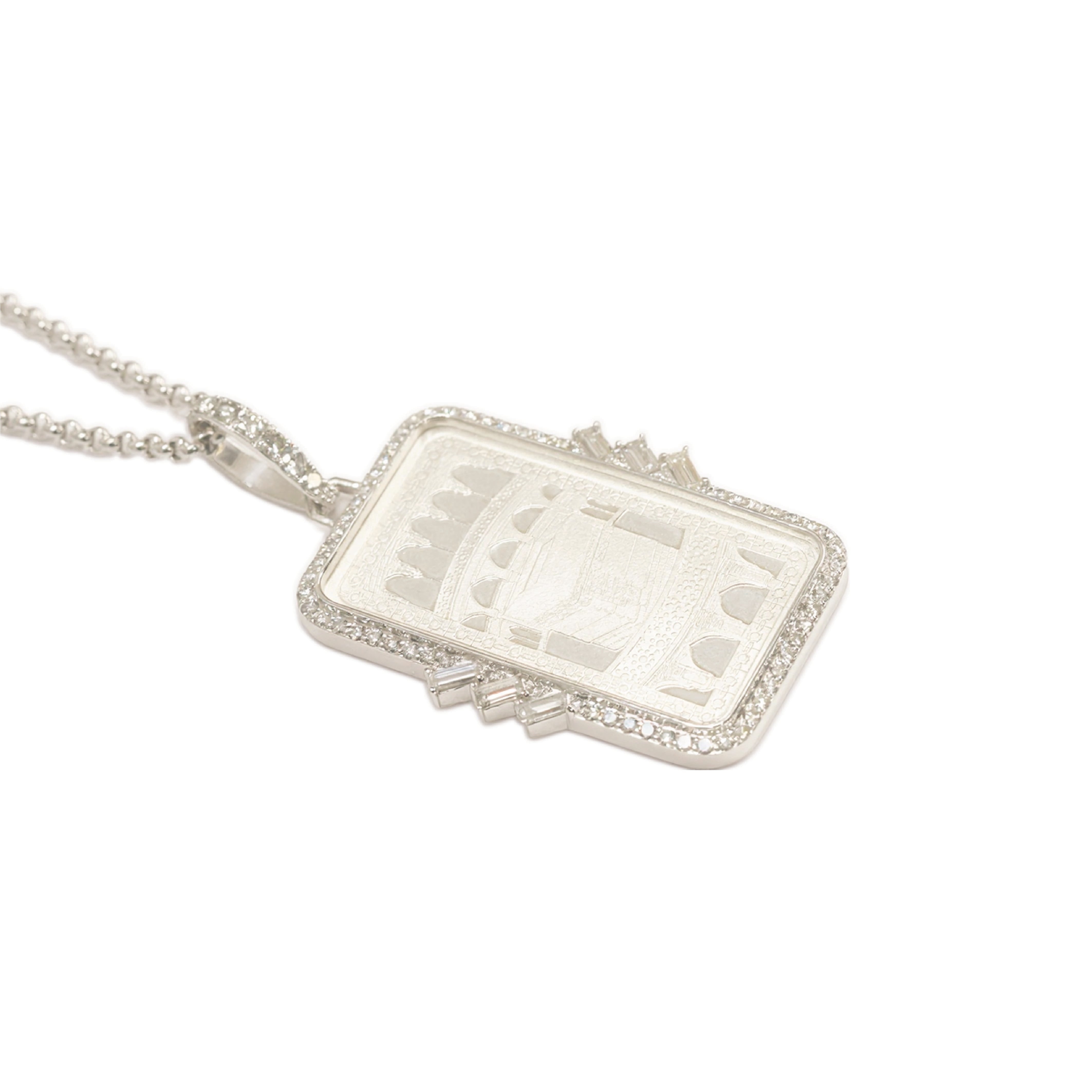 Tales & Treasures- 18K - Kaaba Silver Bar Pendant - 6 Baguettes