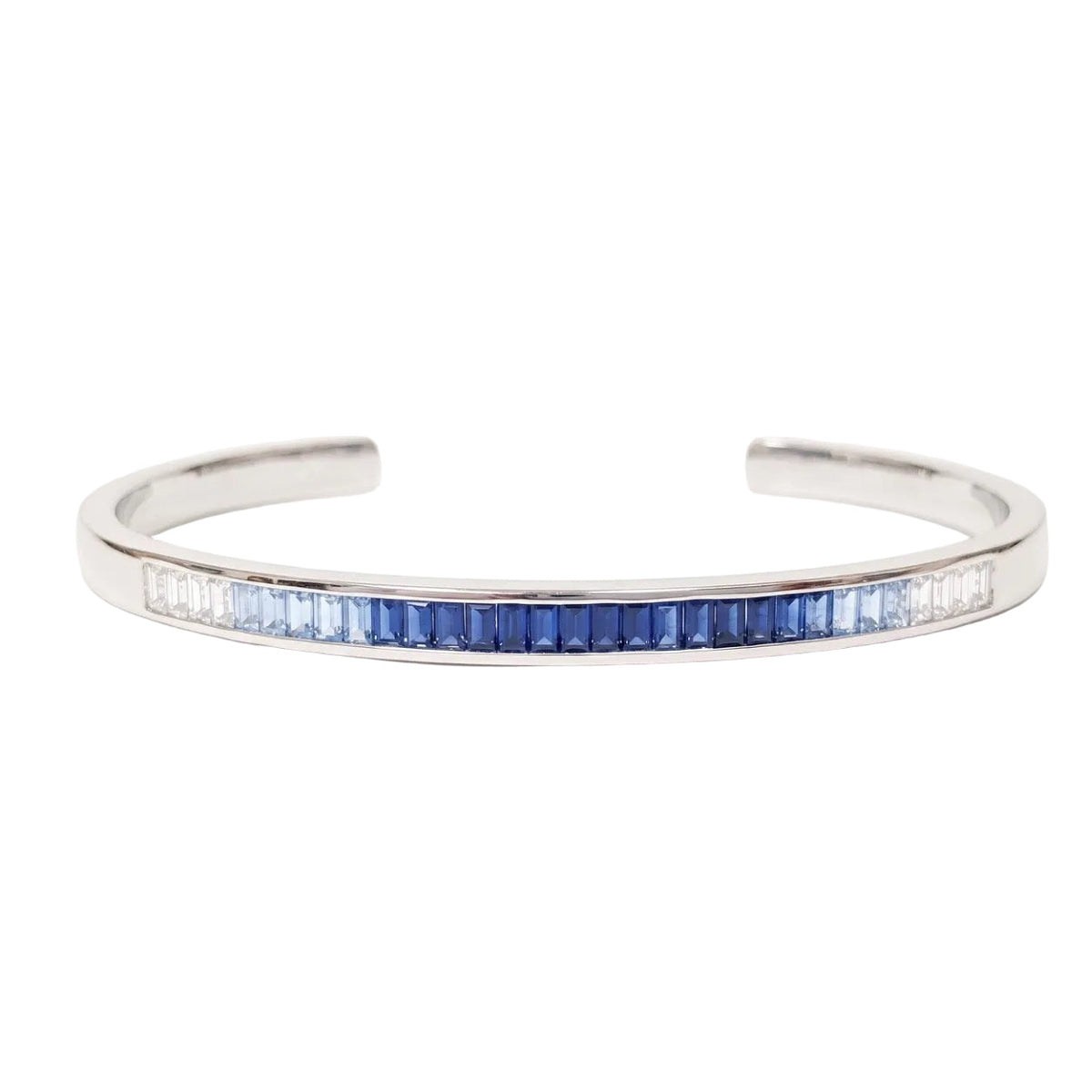 Golden - Baguette Bangle- Sapphires & Diamonds - White Gold - Charmaleena Jewellery - Diamond Jewellery - Golden