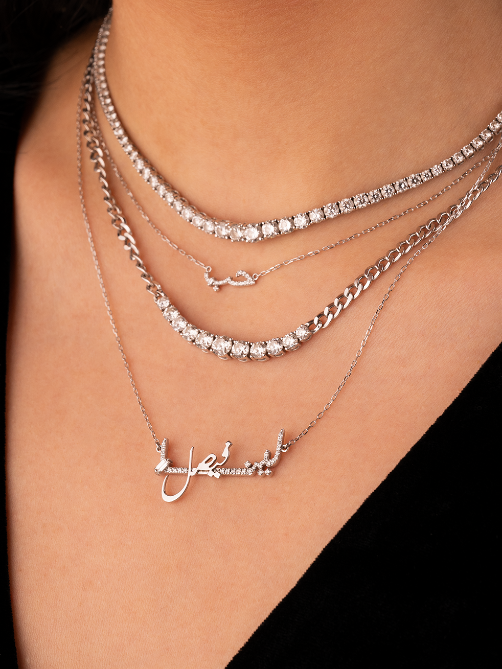 Ca-love–graphy Necklace - Two Together Necklace - paved - Charmaleena Jewellery - Diamond Jewellery - Calovegraphy