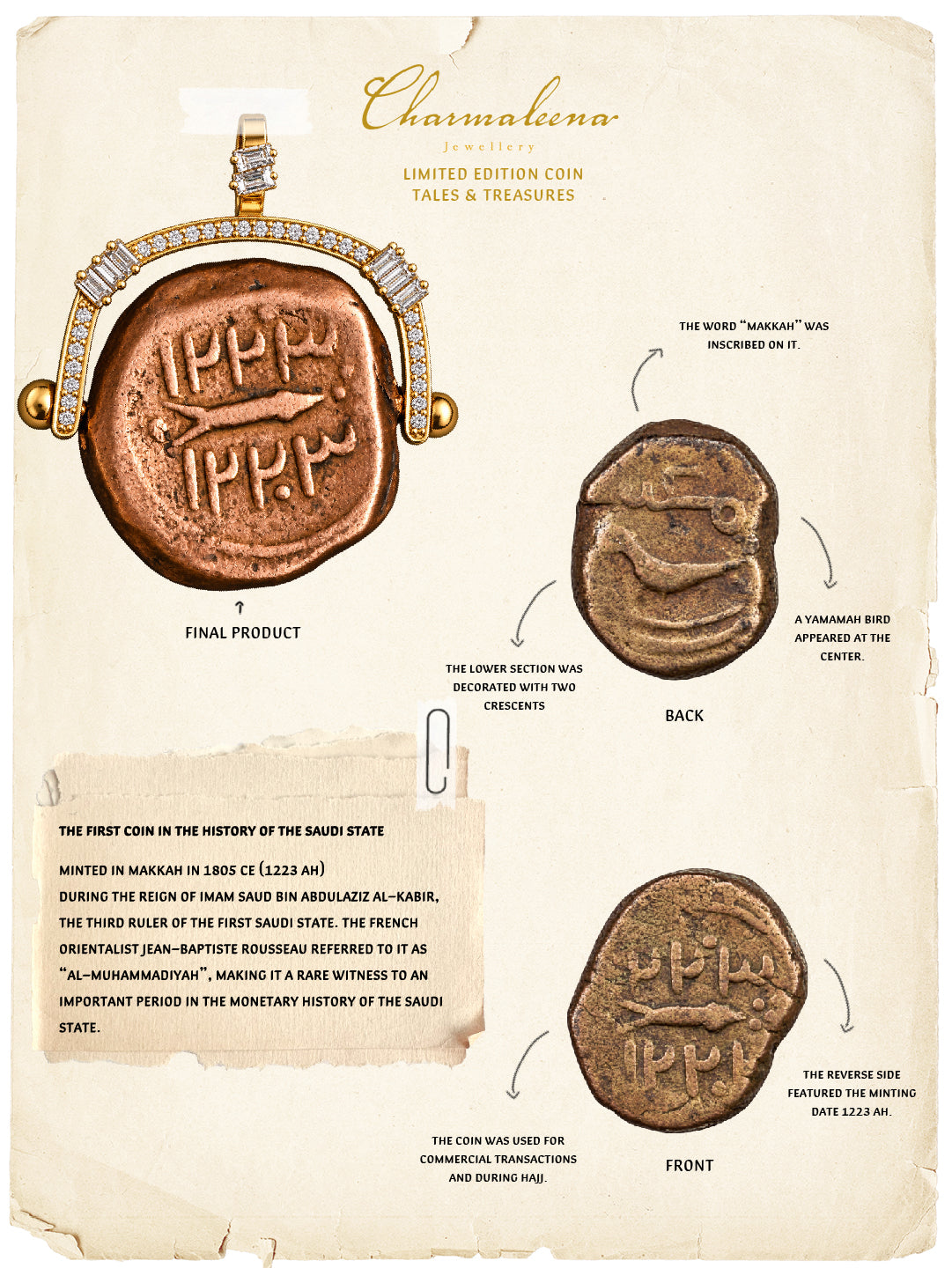 Tales & Treasures - Reversible Coin Pendant - Yellow Gold - Charmaleena Jewellery - Diamond Jewellery - Tales & Treasures