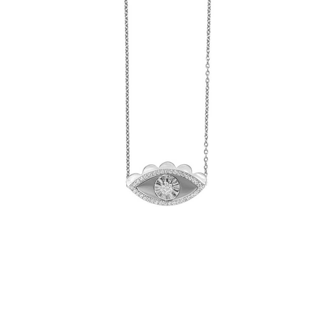 My Eyes Necklace Outlined In Diamonds White Gold