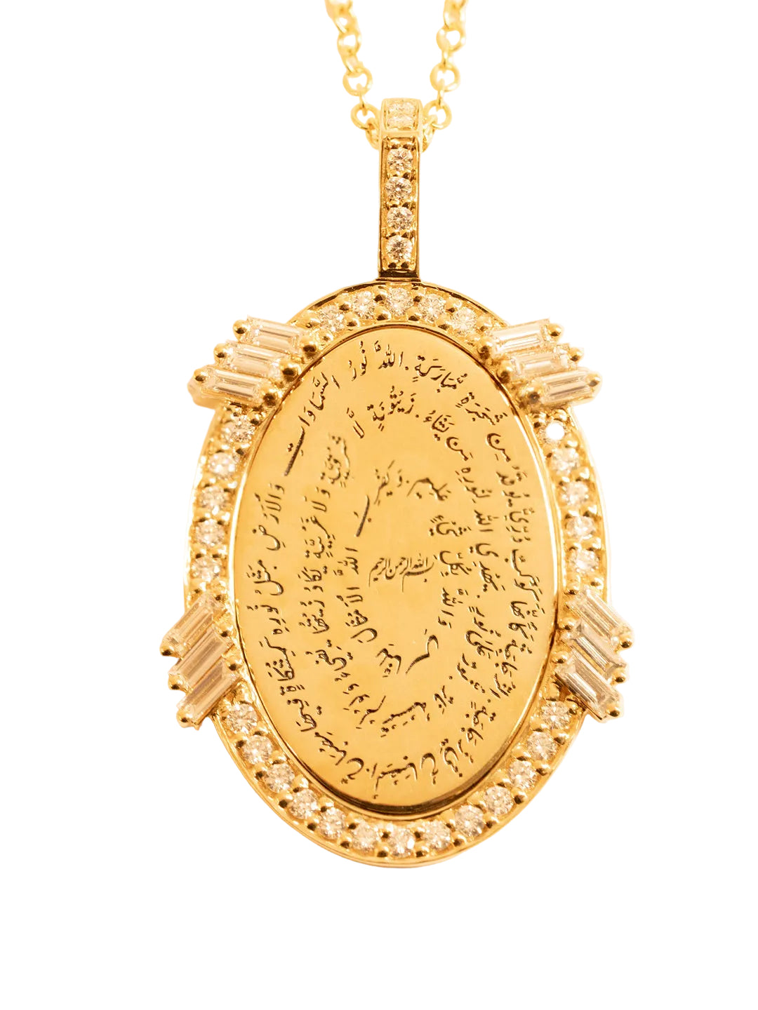 Golden - Custom oval Pendant - Paved - Yellow