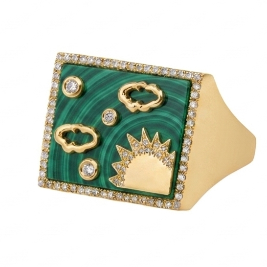 My Sky -Sun Ring-Yellow -Paved - Malachite