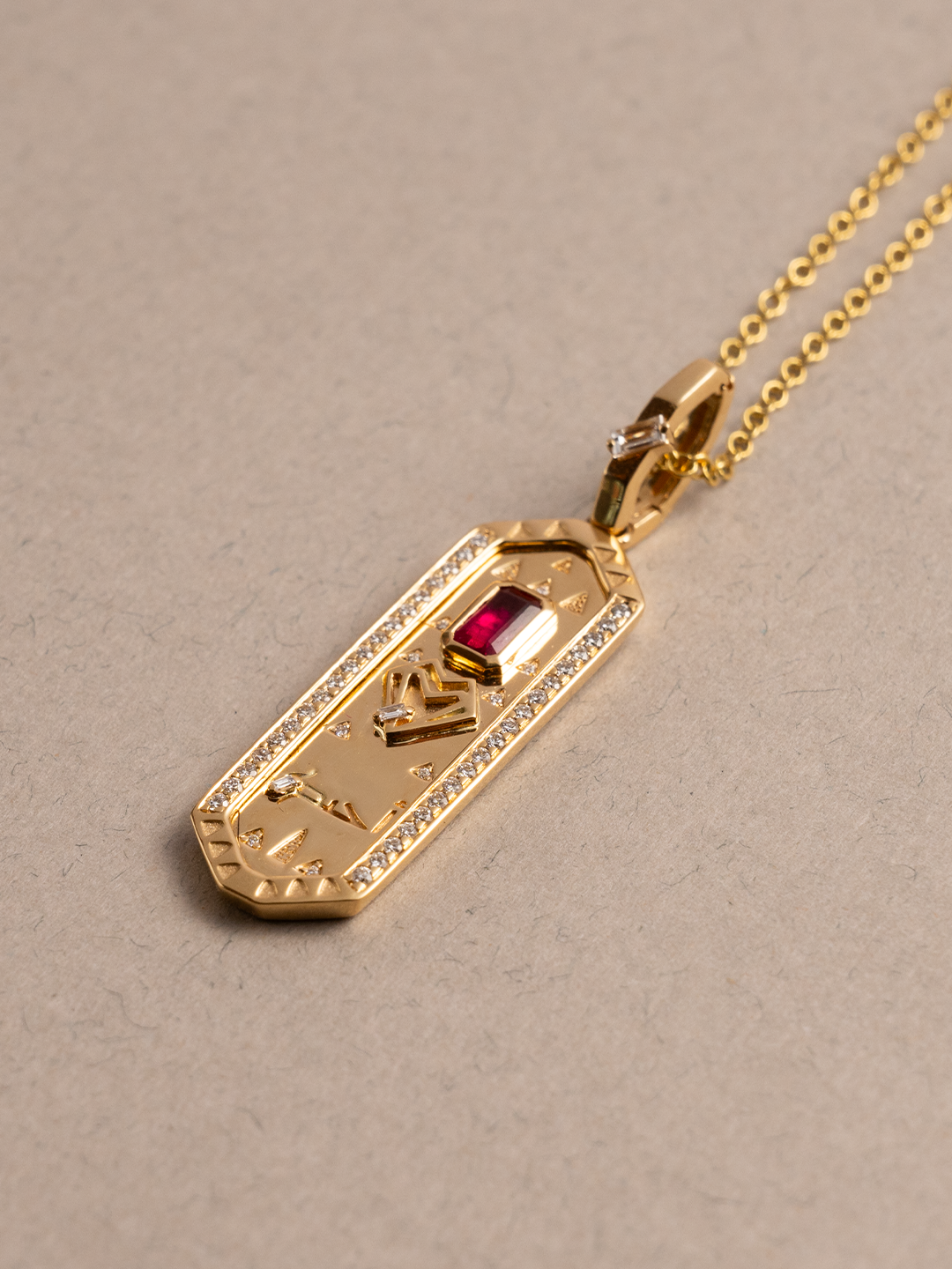 Tales & Treasures- Love Ruby Necklace - Paved in diamonds - Charmaleena Jewellery - Diamond Jewellery - Tales & Treasures