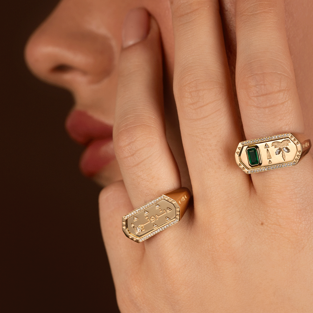 Tales & Treasures- Palm - Emerald Ring - Paved in diamonds