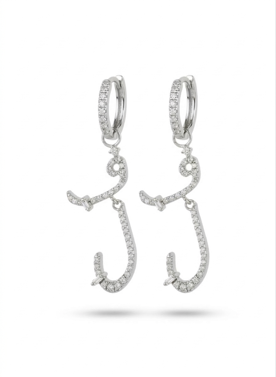 CA–LOVE–GRAPHY EARRINGS- TWO LETTER - PAVED - ف ل - Charmaleena Jewellery - Diamond Jewellery - Calovegraphy